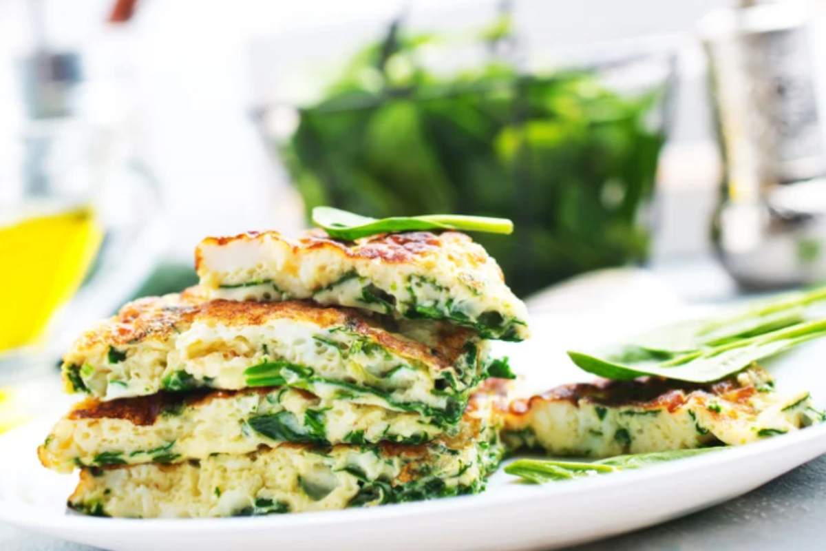 pezzi di frittata di spinaci